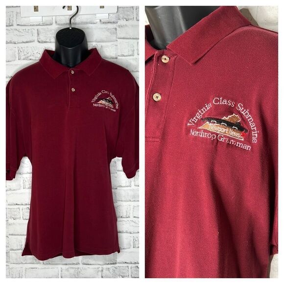 IZOD Silk Wash Polo Northrop Grumman Burgundy Virginia Class Submarine Shirt XXL - Picture 1 of 5